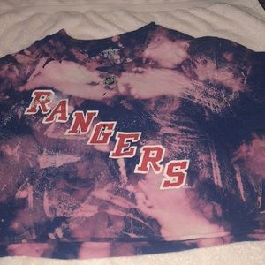 blue and pink rangers cropped shirt